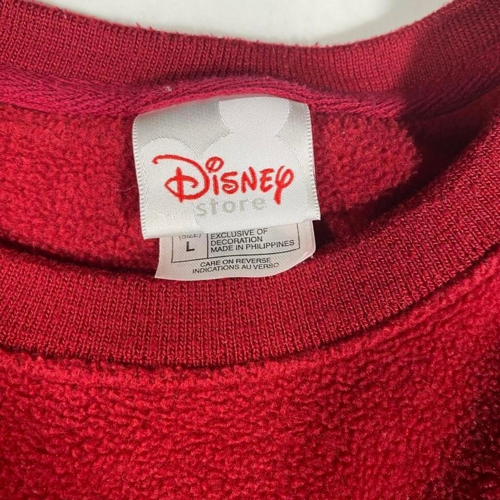 Vintage Disney Store Mickey Mouse Red Fleece Sweatshirt Size L 90s Y2K - Picture 2 of 7